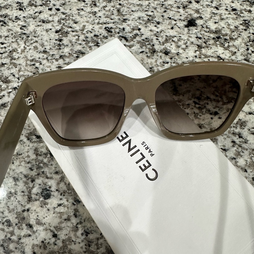CELINE TRIOMPE ACETATE SQUARE SUNGLASSES BEIGE GRADIENT BROWN - Picture 10 of 14